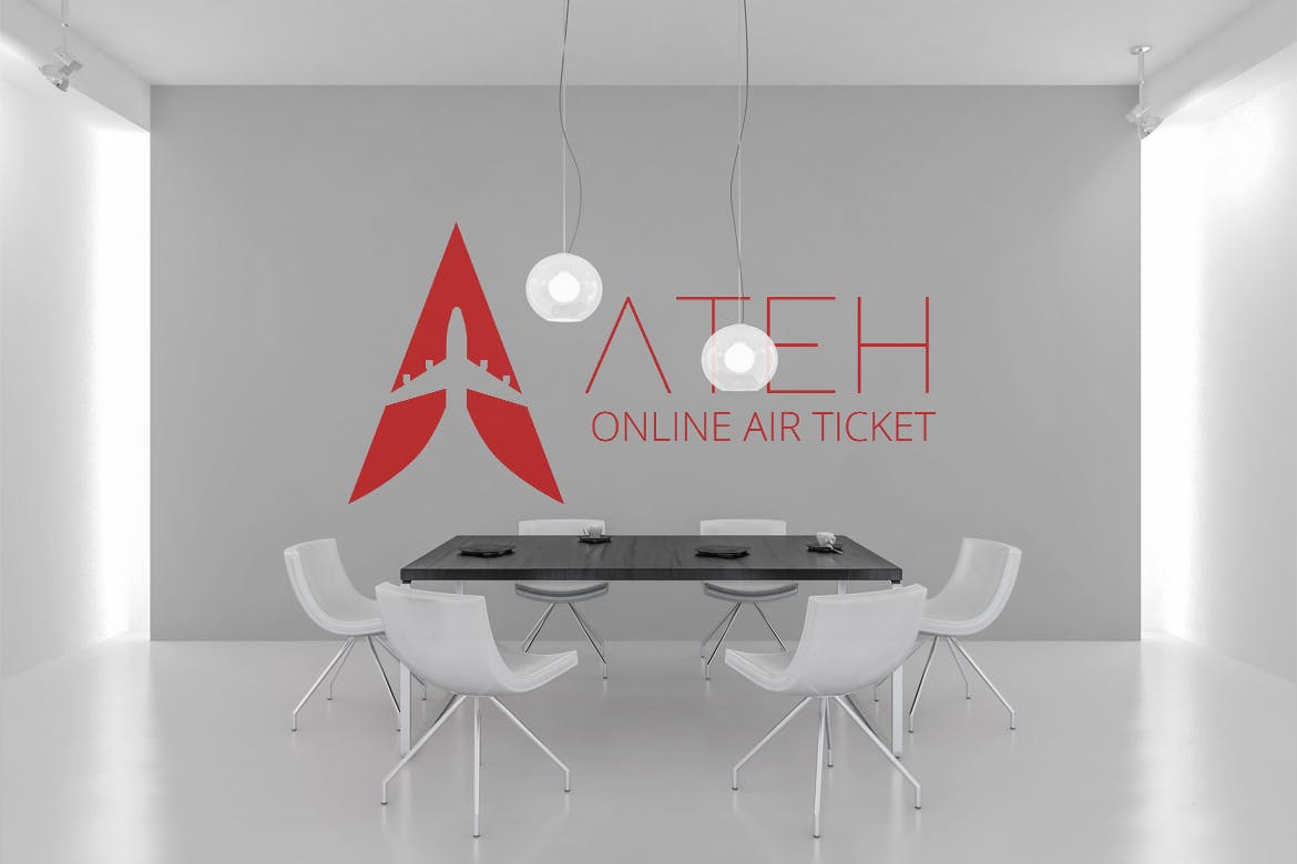 Ateh - Negative Space Plane Logo