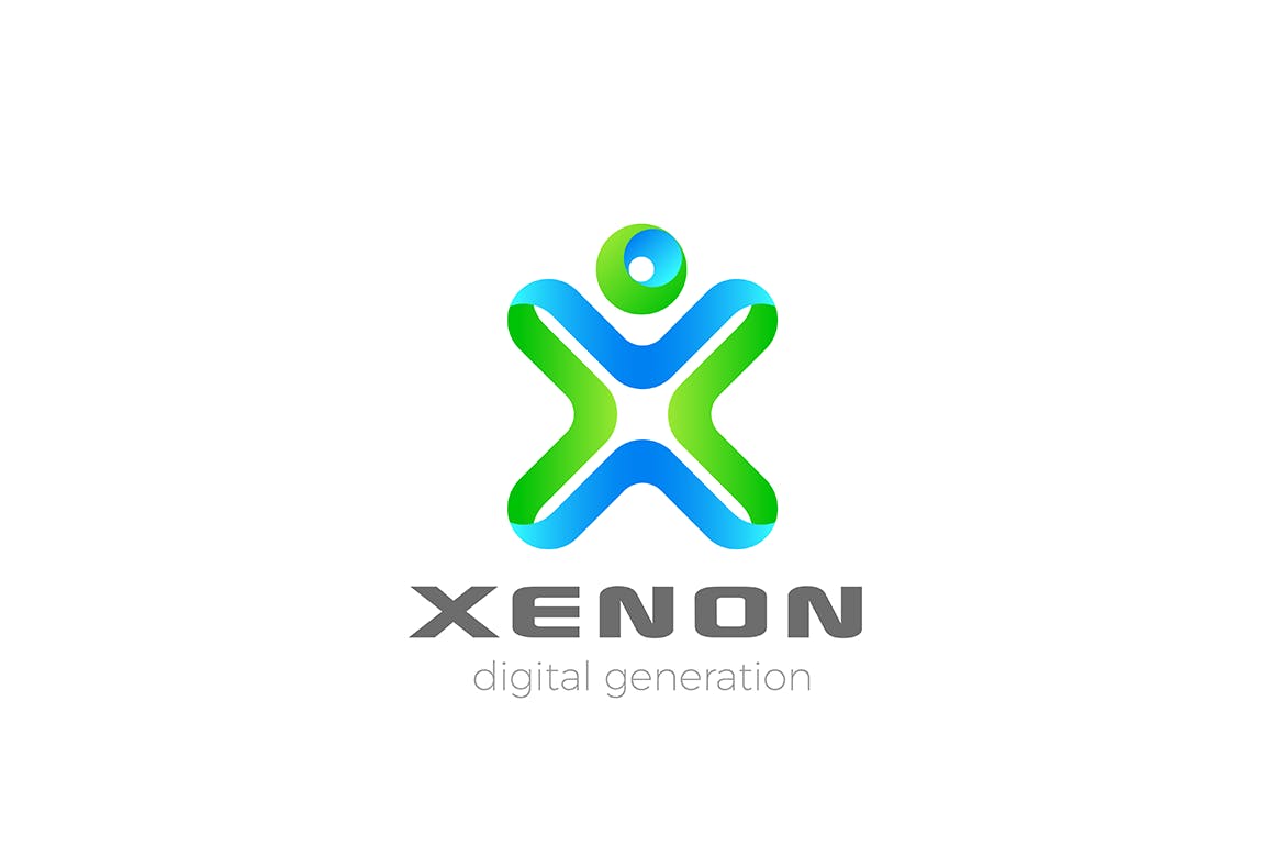 Man as Letter X ribbon Logo